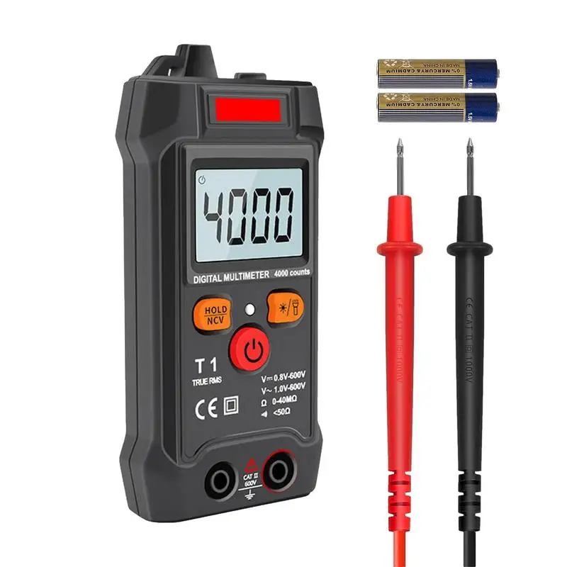 

Ohm Meter Multimeter Portable 4000 Counts Auto-Ranging Tests DC AC Voltage Tester Ncv Contactless Battery Powered Electrical