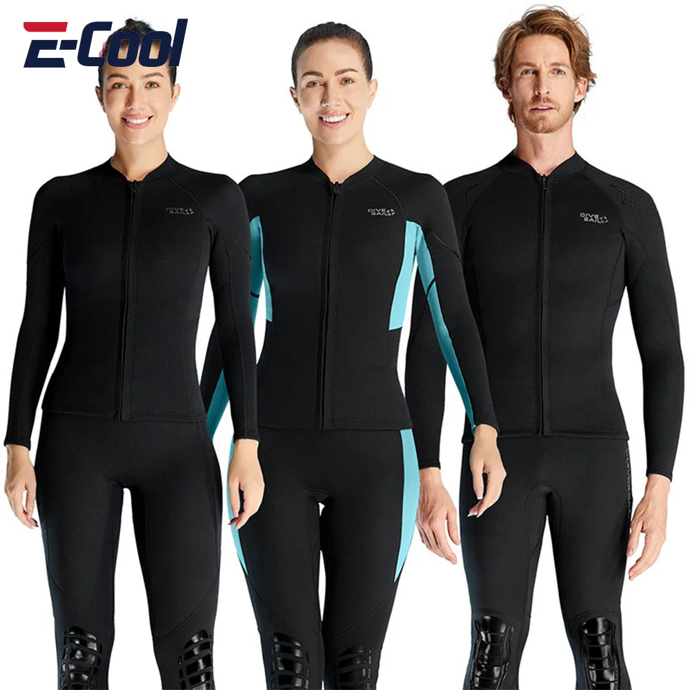 

Neoprene 1.5MM Diving Top Warm Long Sleeve Split Wetsuit Jacket for Men Women Underwater Spearfishing Surfing Tops