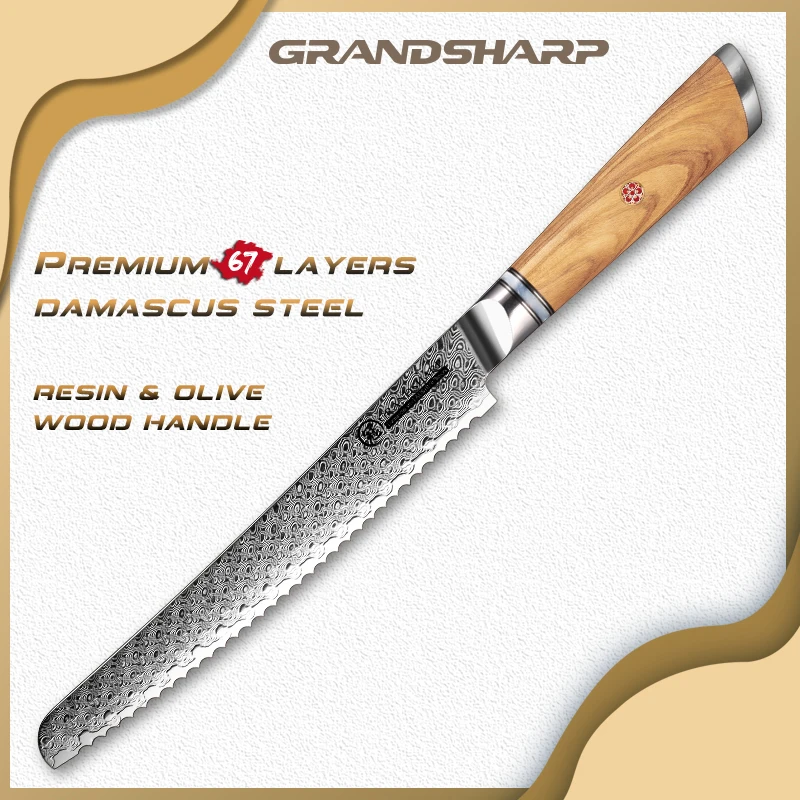 Профессиональные ножи для выпечки Grandsharp, 8 дюймов, дамасский нож для хлеба из нержавеющей стали, кухонный нож для нарезки торта, резак, подарочная коробка
Профессиональные ножи для выпечки Grandsharp, 8 дюймов, дамасский нож для хлеба из нержавеющей стали, кухонный нож для нарезки торта, резак, подарочная коробка