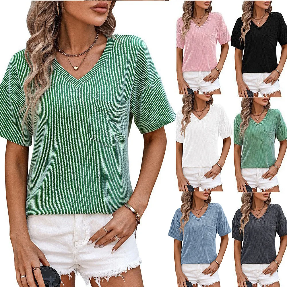 Amazon Foreign Trade Europe and America Cross Border 2024 Summer New V-neck Twist Strip Color Matching Short Sleeve Loose
Amazon Foreign Trade Europe and America Cross Border 2024 Summer New V-neck Twist Strip Color Matching Short Sleeve Loose