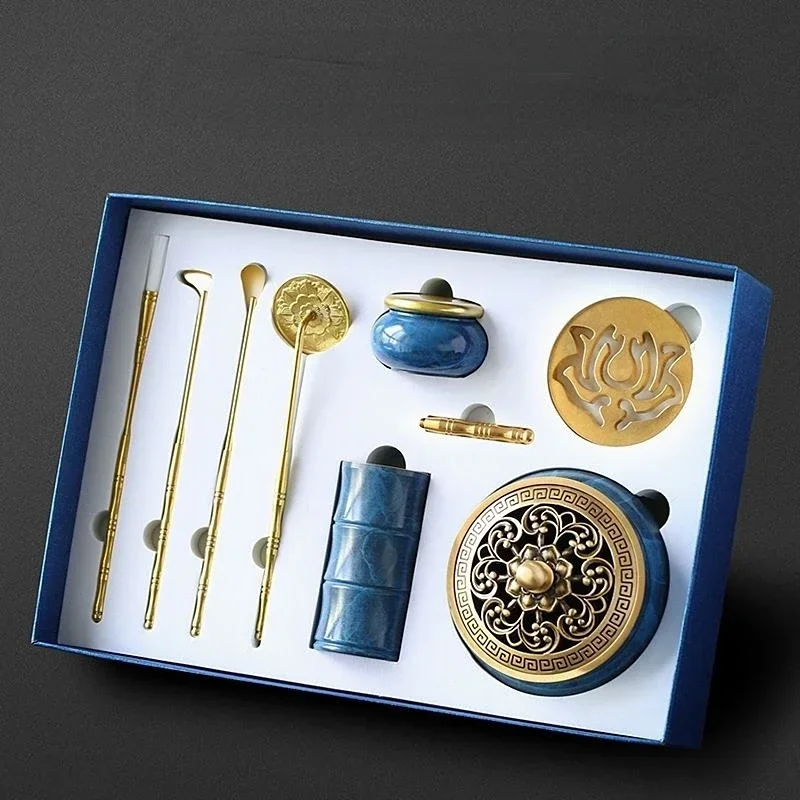 

Pure copper burning blue incense Tao utensils entry set tool incense ash pressure mold incense burner incense seal gift