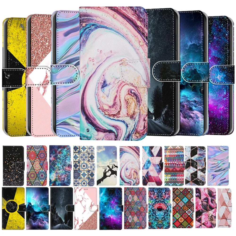 

Marble Mandala Star Phone Case For Redmi 7A 8 8A 9 9A 9C 9T 10 10A 10C Painted Wallet Card Holder Stand Leather Flip Book Cover