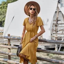Women New Spring Summer Chiffon dresses V-Neck Solid sexy dress holiday Butterfly Sleeve Office Lady woman dress
Women New Spring Summer Chiffon dresses V-Neck Solid sexy dress holiday Butterfly Sleeve Office Lady woman dress