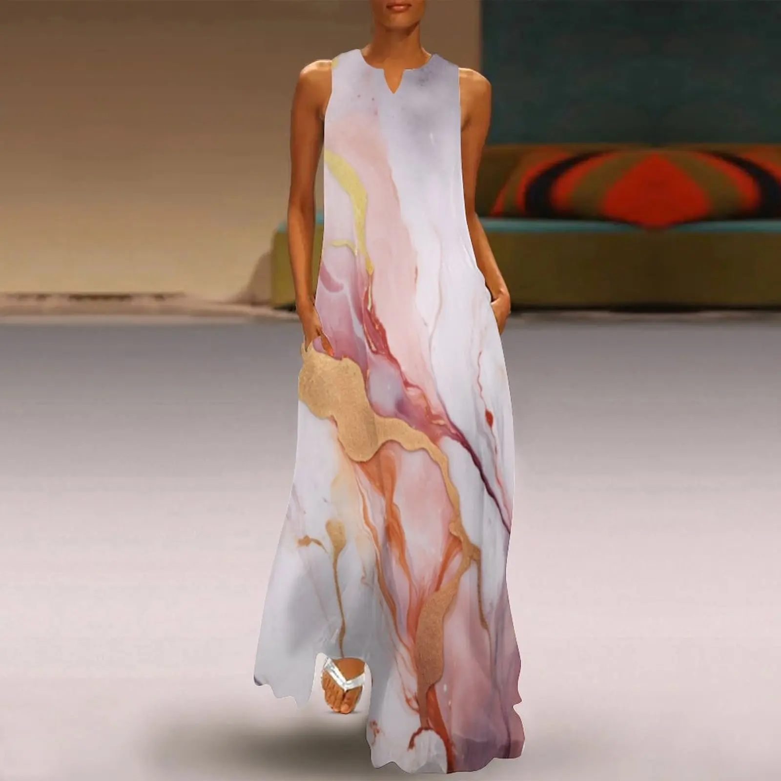 Summer Women's Sexy Dress Boho Women's Summer Sundresses Marblr Gradient Print Elegant Robe Women's
Summer Women's Sexy Dress Boho Women's Summer Sundresses Marblr Gradient Print Elegant Robe Women's