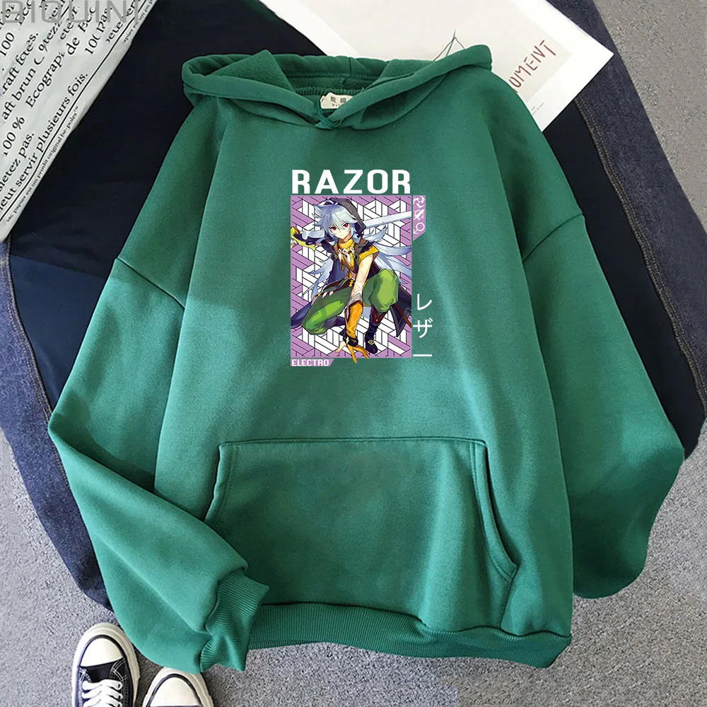 

Толстовка с капюшоном для мужчин и женщин, аниме худи, эстетика Genshin Impact Razor, уличная одежда в стиле хип-хоп, свободная корейская мода, 12 цветов
