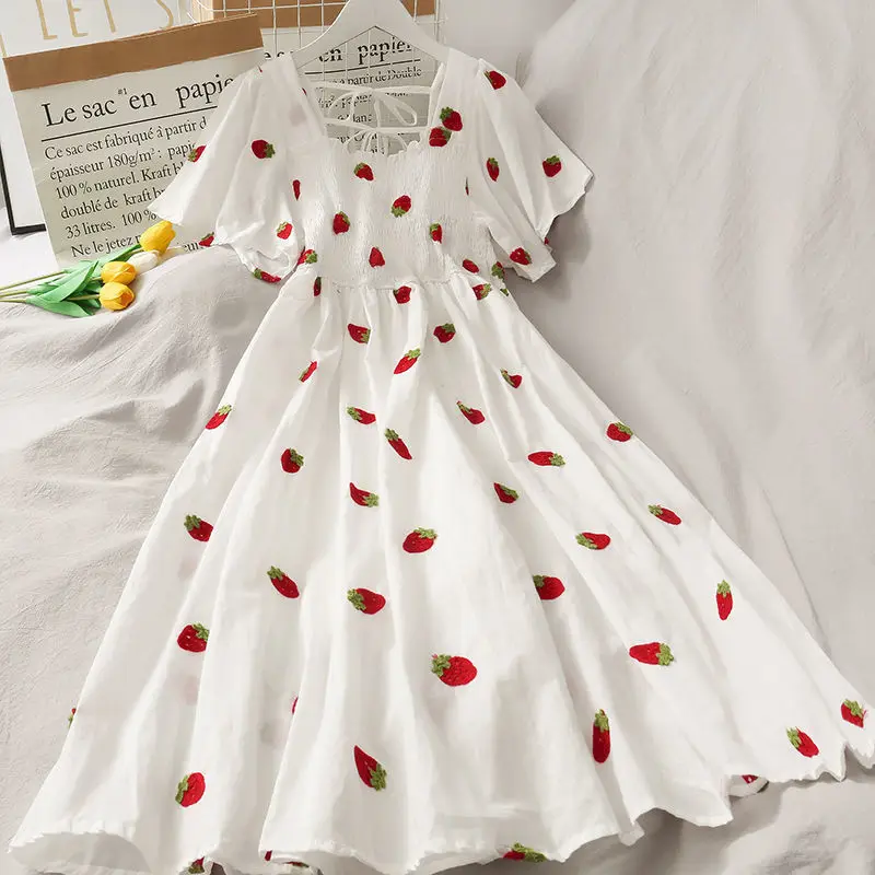 Summer Super Fairy White, Strawberry Printed Dress Women's Beautiful Bk 2024 New Ling Mid-Length Dress Ins Fashion
Summer Super Fairy White, Strawberry Printed Dress Women's Beautiful Bk 2024 New Ling Mid-Length Dress Ins Fashion