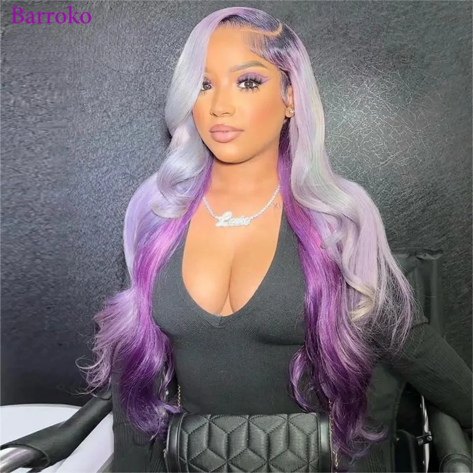 Barroko 613 Body Wave Human Hair Wig Omber Grey Purple Colored Wigs Human Hair 180% Density 34 Inch Pre Plucked Hair For Women
Barroko 613 Body Wave Human Hair Wig Omber Grey Purple Colored Wigs Human Hair 180% Density 34 Inch Pre Plucked Hair For Women
