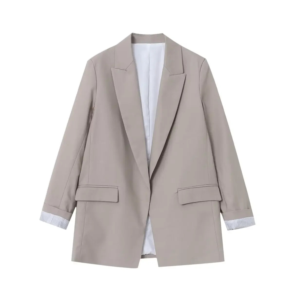 Women's Spring New Fashion Flipped Cuff Decoration Loose Open Linen Suit Coat Vintage Long Sleeve Pocket Women's Coat Chic Top
Women's Spring New Fashion Flipped Cuff Decoration Loose Open Linen Suit Coat Vintage Long Sleeve Pocket Women's Coat Chic Top