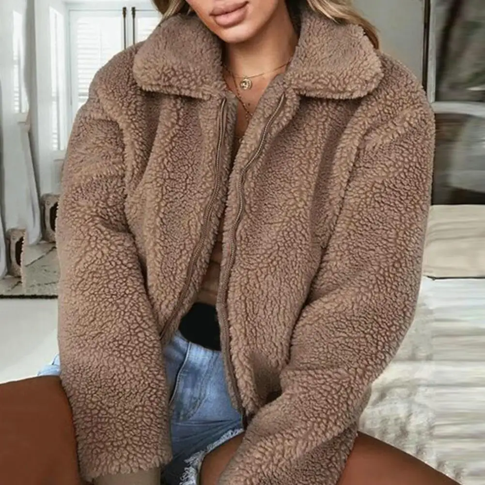 Elegant Women Jacket Cozy Plush Women's Winter Coat Long Sleeve Zip-up Jacket with Warm Pockets Lapel Elastic Cuffs Women Solid
Elegant Women Jacket Cozy Plush Women's Winter Coat Long Sleeve Zip-up Jacket with Warm Pockets Lapel Elastic Cuffs Women Solid