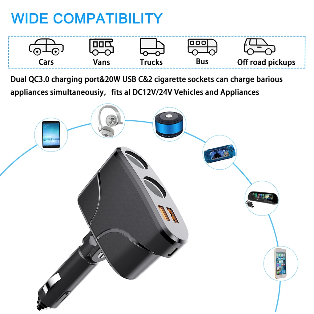 ABS Over-Charging Protection USB Car For Secure Charging Automatic Shut-off Cigarette Lighter
ABS Over-Charging Protection USB Car For Secure Charging Automatic Shut-off Cigarette Lighter