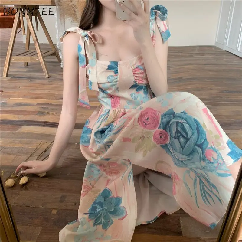 Floral Print Dresses Women Summer Side-slit O-neck Lace-up Long Outerwear Sweet Temperament Sexy Loose Slim Sweet Lovely Fashion
Floral Print Dresses Women Summer Side-slit O-neck Lace-up Long Outerwear Sweet Temperament Sexy Loose Slim Sweet Lovely Fashion