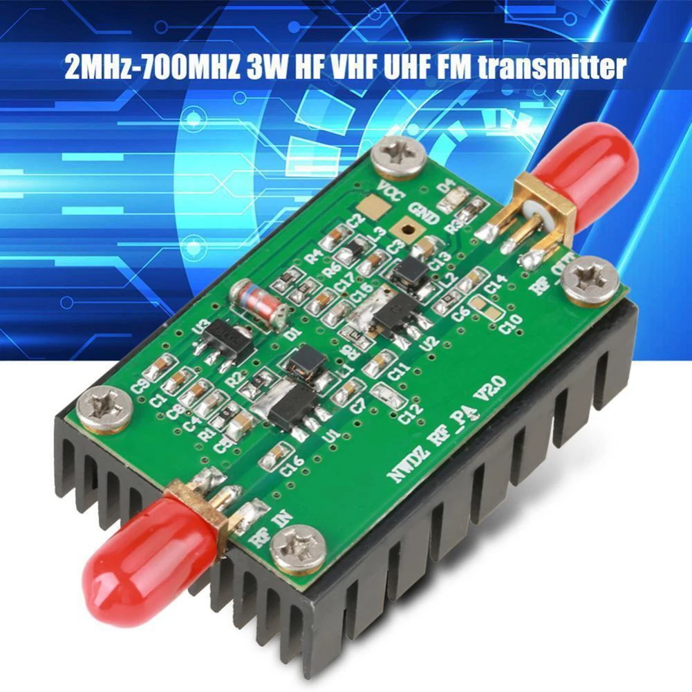 2 МГц-700 МГц 3 Вт HF VHF UHF FM передатчик RF усилитель мощности для любительского радио DC + 12 ~ 15 в 34,8 дБм RF усилитель мощности
2 МГц-700 МГц 3 Вт HF VHF UHF FM передатчик RF усилитель мощности для любительского радио DC + 12 ~ 15 в 34,8 дБм RF усилитель мощности