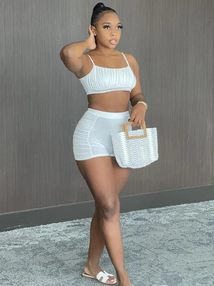 Two Piece Set Women Ruched Tracksuits Sexy Sling Low Cut Crop Top+High Waist Shorts 2022 Summer Joggers Sporty Outfits
Two Piece Set Women Ruched Tracksuits Sexy Sling Low Cut Crop Top+High Waist Shorts 2022 Summer Joggers Sporty Outfits