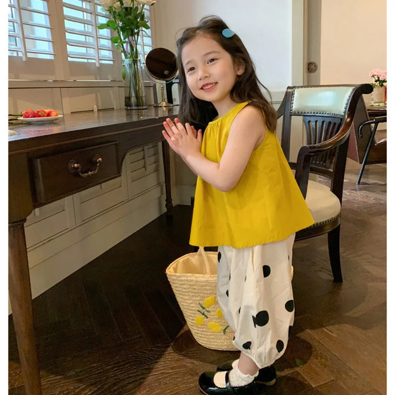 Children's Suit Girls' Sleeveless Top + Casual Polka Dot Pants Kids Clothes Girls Girls Clothes Kids 4-6y
Children's Suit Girls' Sleeveless Top + Casual Polka Dot Pants Kids Clothes Girls Girls Clothes Kids 4-6y