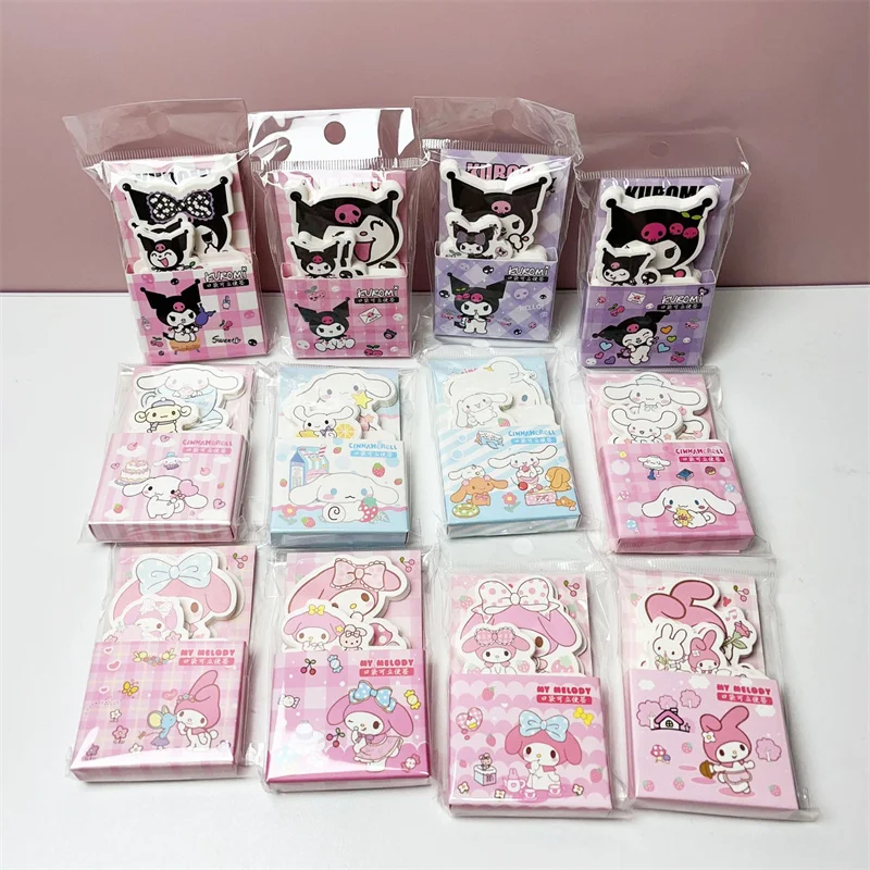 

16pcs/lot Sanrio Kuromi Melody Cinnamoroll Memo Pad Cute Stationery Label Notepad Planner Sticker Post School Supply