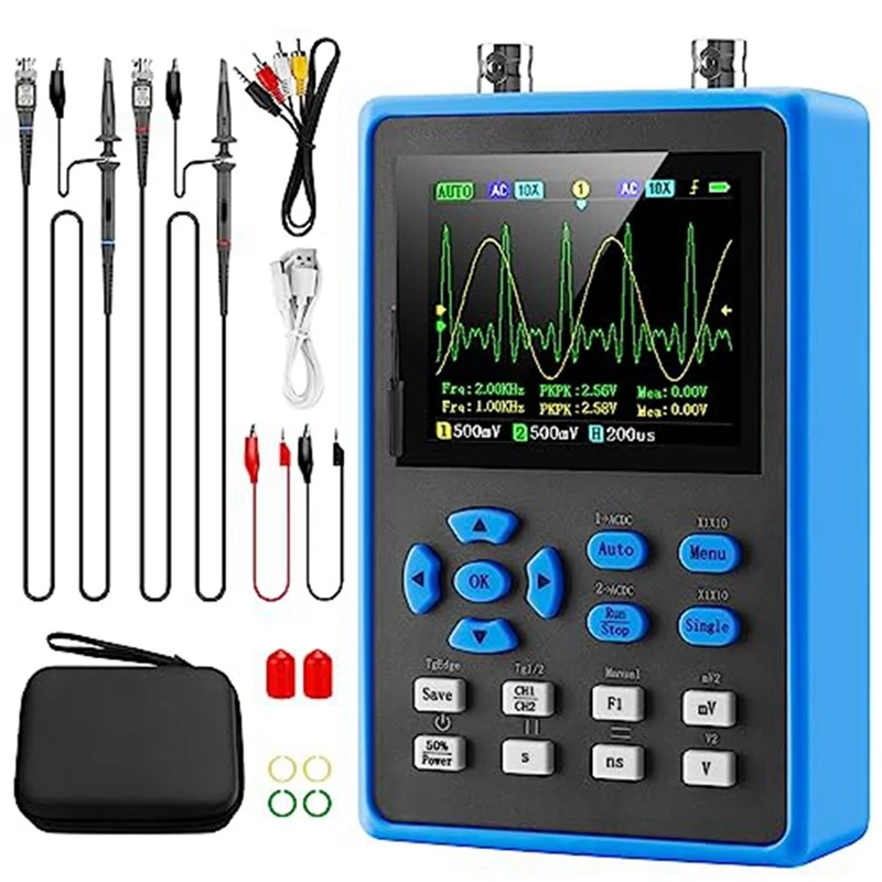 LCD Handheld Digital Oscilloscope Kit Blue Plastic 2 Channel 2.8Inch TFT Mini Automotive Oscilloscope Bandwidth 120Mhz
LCD Handheld Digital Oscilloscope Kit Blue Plastic 2 Channel 2.8Inch TFT Mini Automotive Oscilloscope Bandwidth 120Mhz