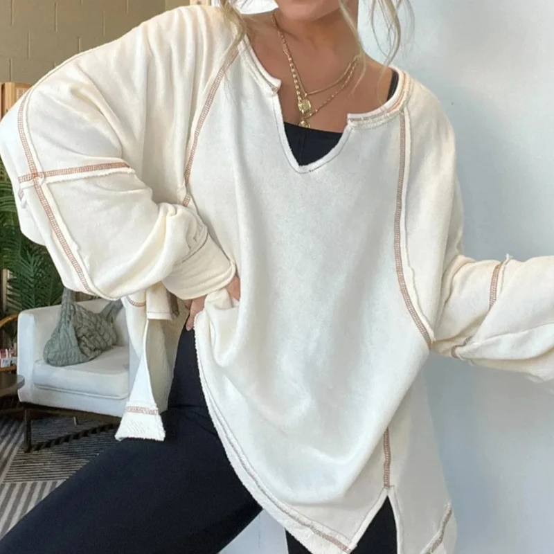 Women's Fashion High Street Split Shirt Tees New 2024 Spring V-neck Long sleeved Loose Top Casual Patchwork Multi Color Pullover
Women's Fashion High Street Split Shirt Tees New 2024 Spring V-neck Long sleeved Loose Top Casual Patchwork Multi Color Pullover