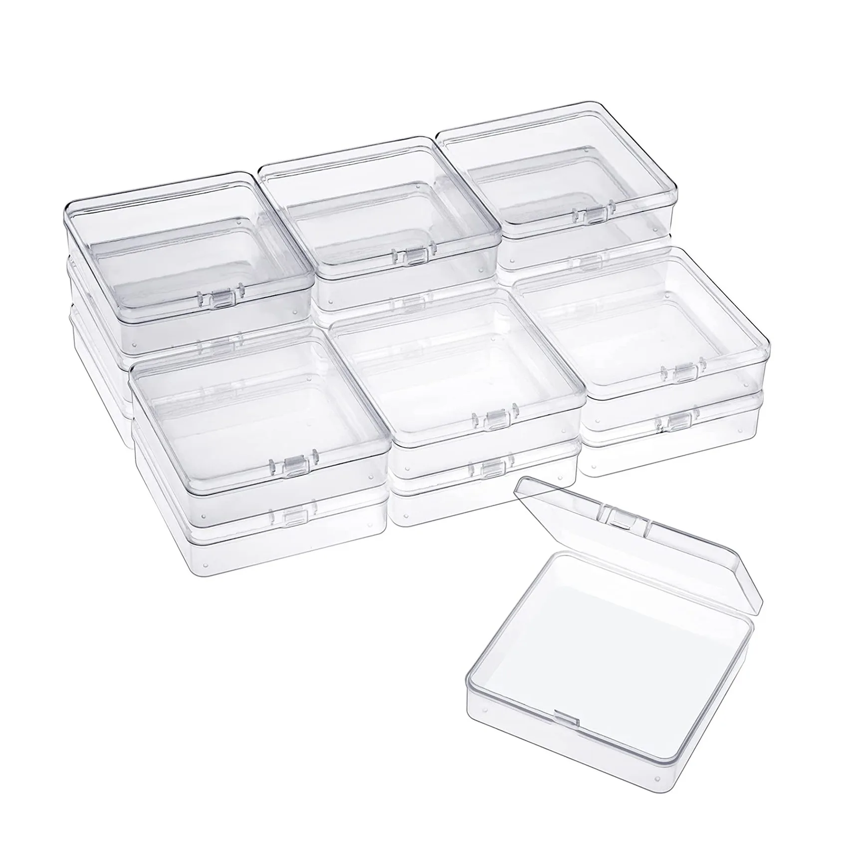 

16 упаковок небольших контейнеров прозрачные пластиковые коробки Органайзеры для хранения бусин с откидными крышками для мелких предметов, ювелирных изделий, поделок