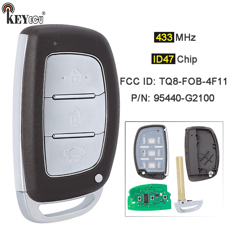 KEYECU 433MHz ID47 P/N: 95440-G2100 TQ8-FOB-4F11 Keyless-Go Smart Remote Car Key Fob for Hyundai Ioniq 2016 2017 2018 2019
KEYECU 433MHz ID47 P/N: 95440-G2100 TQ8-FOB-4F11 Keyless-Go Smart Remote Car Key Fob for Hyundai Ioniq 2016 2017 2018 2019