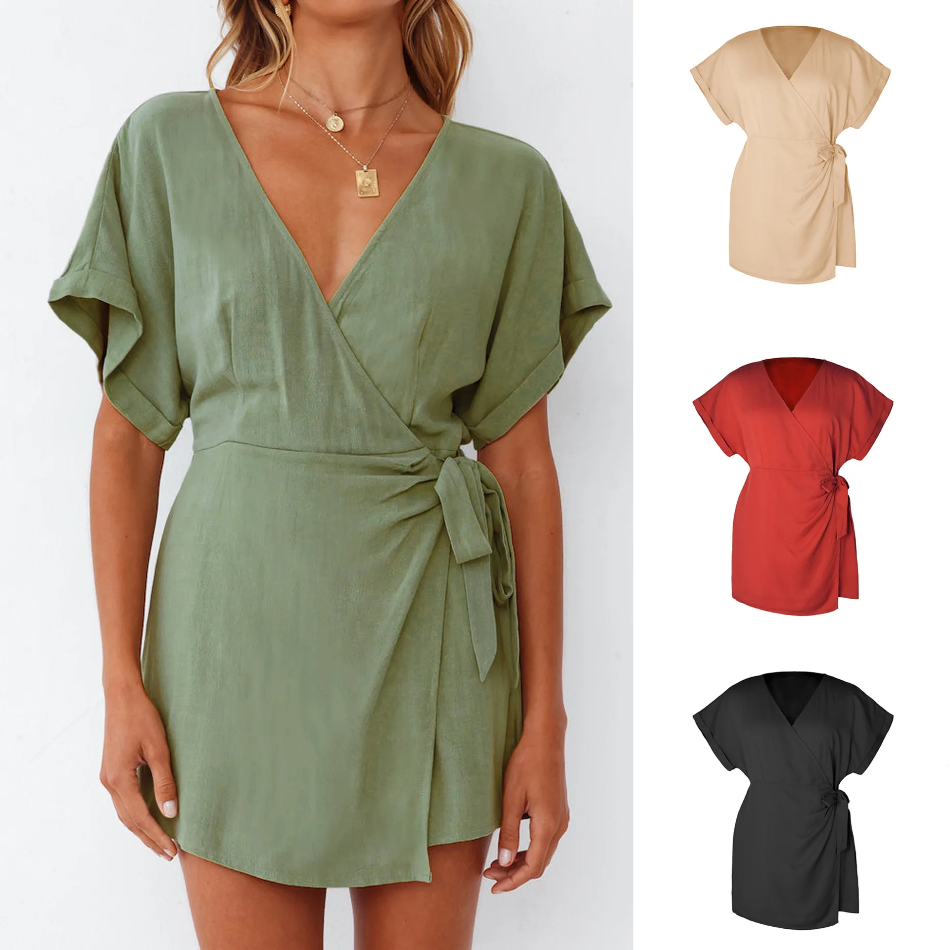 Lace Up Short Sleeve V Neck Women Solid One Piece Pocket Jumpsuit Wide Leg Pants Overalls Loose Casual Pullover Rompers
Lace Up Short Sleeve V Neck Women Solid One Piece Pocket Jumpsuit Wide Leg Pants Overalls Loose Casual Pullover Rompers