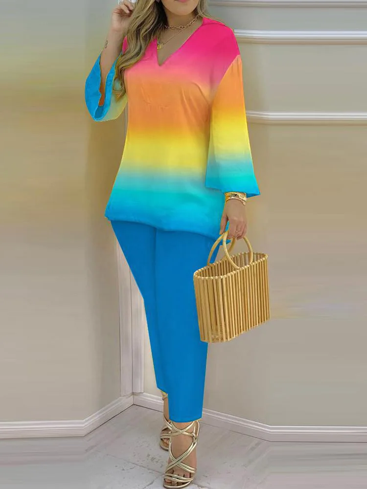 V-Neck Pullover Top Elastic Waist Trousers 2PCS Women Spring Summer Matching Set New Slim Fit Printed Ladies Outfit Dropshipping
V-Neck Pullover Top Elastic Waist Trousers 2PCS Women Spring Summer Matching Set New Slim Fit Printed Ladies Outfit Dropshipping