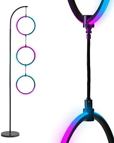 Floor Lamp - Contemporary Arc Tall Lamp with 3-Circle Ring-Style Pendant - Over the Couch Standing Lamp on Arching Pole - Eclect
Floor Lamp - Contemporary Arc Tall Lamp with 3-Circle Ring-Style Pendant - Over the Couch Standing Lamp on Arching Pole - Eclect