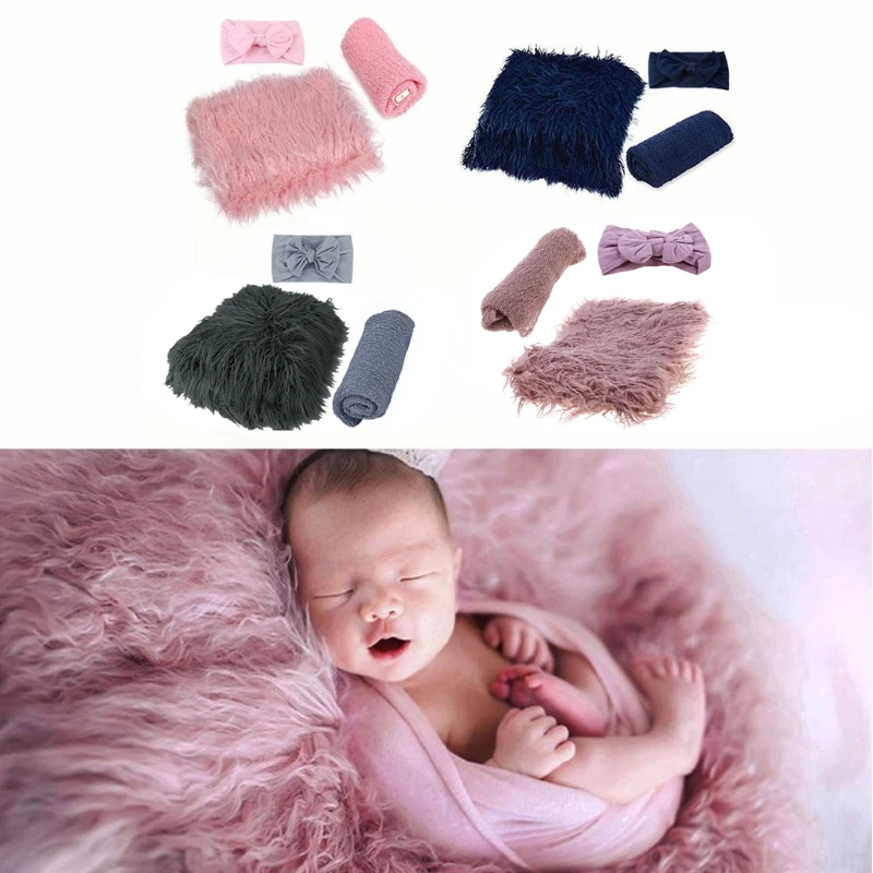 

3pcs Skin-friendly Newborn Photography Headband Large Wrap Prop Baby Photo Props DIY Newborn Taking Photos Wrap Supplies