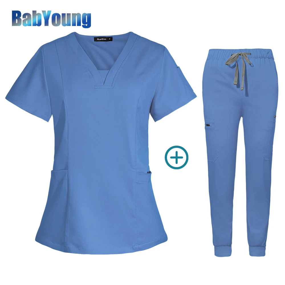 

Women Scrubs Suits Casual Jogger Clothes Hospital Doctor Nurse Uniform Medical Scrub Set Surgical Tops Pants Multicolor Workwear