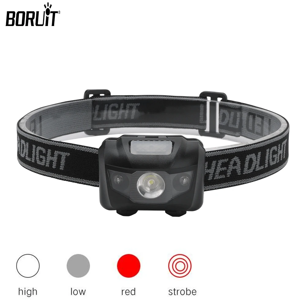 

BORUiT 3W Mini Headlamp With Red Light LED Headlight Waterproof Head Torch Night Fishing Camping Hunting Light Work Flashlights