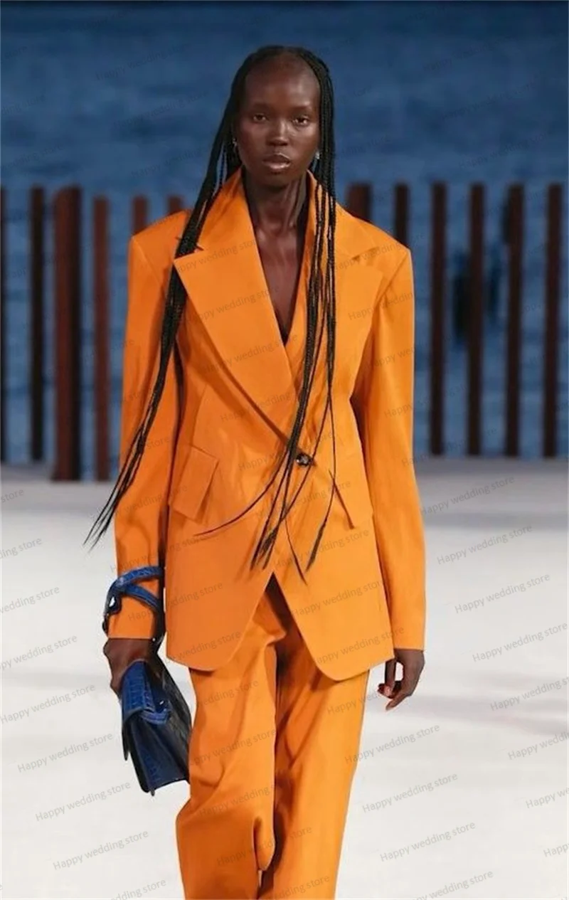 Orange Women Pants Suits Set 2 Pieces Blazer+Trousers Catwalk Loose Fashion Prom Dress Formal Office Lady Jacket Custom Made
Orange Women Pants Suits Set 2 Pieces Blazer+Trousers Catwalk Loose Fashion Prom Dress Formal Office Lady Jacket Custom Made