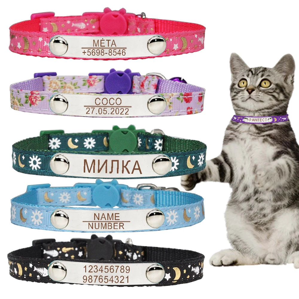 Personalized ID Cat Safety Buckle Puppy Collar Adjustable Custom Nameplate Free Engraving Stainless Steel Nylon Kittens Necklace
Personalized ID Cat Safety Buckle Puppy Collar Adjustable Custom Nameplate Free Engraving Stainless Steel Nylon Kittens Necklace