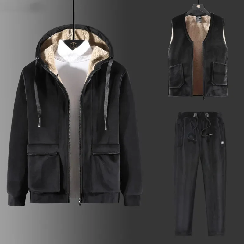 Three-pieces Sets Cashmere 's Hoodies vests + pants Winter Plus Velvet Thick Tracksuit Casual Lamb Wool Set Men Warm
Three-pieces Sets Cashmere 's Hoodies vests + pants Winter Plus Velvet Thick Tracksuit Casual Lamb Wool Set Men Warm