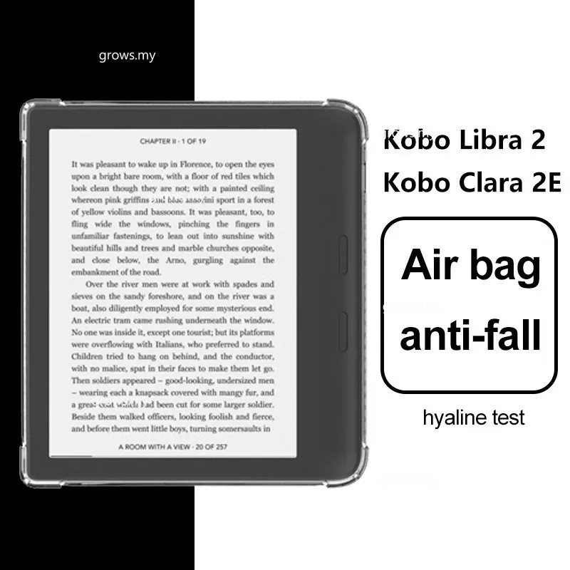 

Transparent TPU Cover For Kobo Nia 6.0 inch Kobo Libra 2 7 inch Clara 2E 6.0 inch Four-corner Airbag Anti-fall Soft Sleeve Case
