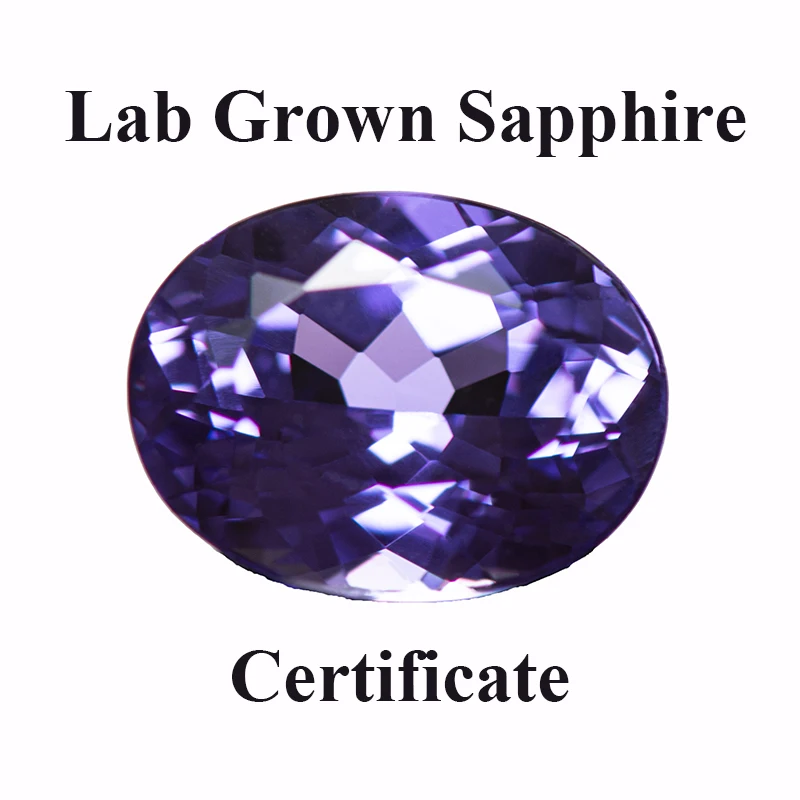 

Lab Grown Sapphire Purplish Blue Color Oval Shape Charm Beads for Diy Jewelry Making Pendant Material Selectable AGL Certificate