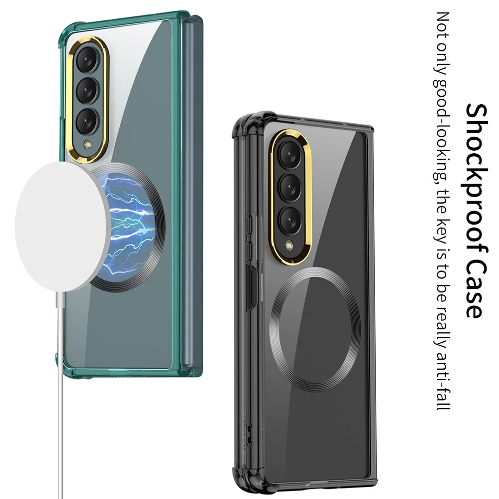 Прозрачный чехол для телефона с магнитной зарядкой для Samsung Galaxy Z, Складывающийся в 4 раза, с четырьмя углами, противоударный Прозрачный чехол для телефона с защитой от падения, чехол для Fold4
Прозрачный чехол для телефона с магнитной зарядкой для Samsung Galaxy Z, Складывающийся в 4 раза, с четырьмя углами, противоударный Прозрачный чехол для телефона с защитой от падения, чехол для Fold4