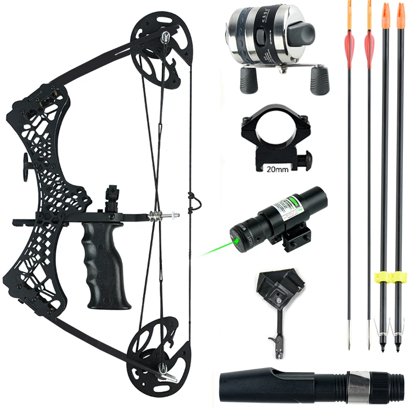 

35 Lbs Pulley Compound Bow Fishing Bow and Arrow Accessories Archery Composite Bow Beginner Shooting Training Non Curved Bow