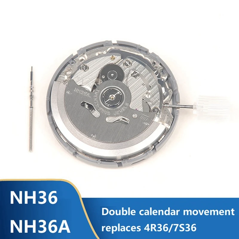 

NH36/NH36A Movement +Steel Stem+Check Rod Kit Supports Day Date Set High Accuracy Automatic Mechanical Watch Movement