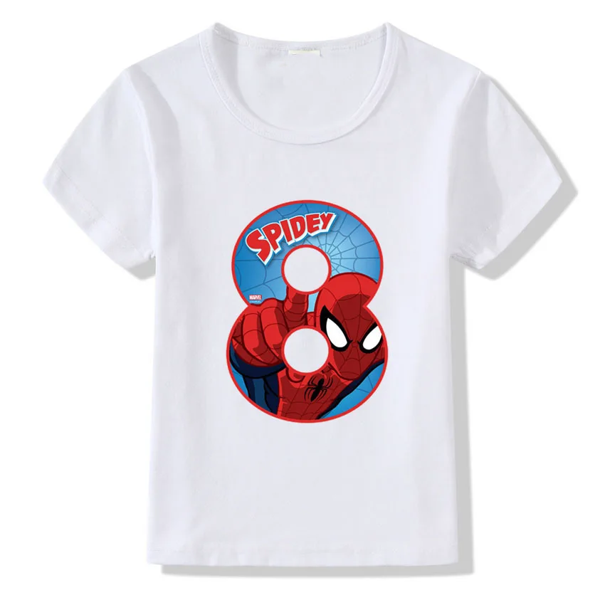 Marvel Cute Cartoon Spider Man Birthday Number 1-9 Print Children T-Shirt Summer Boy Girl Loose Short Sleeve Women Top Kids Tees
Marvel Cute Cartoon Spider Man Birthday Number 1-9 Print Children T-Shirt Summer Boy Girl Loose Short Sleeve Women Top Kids Tees