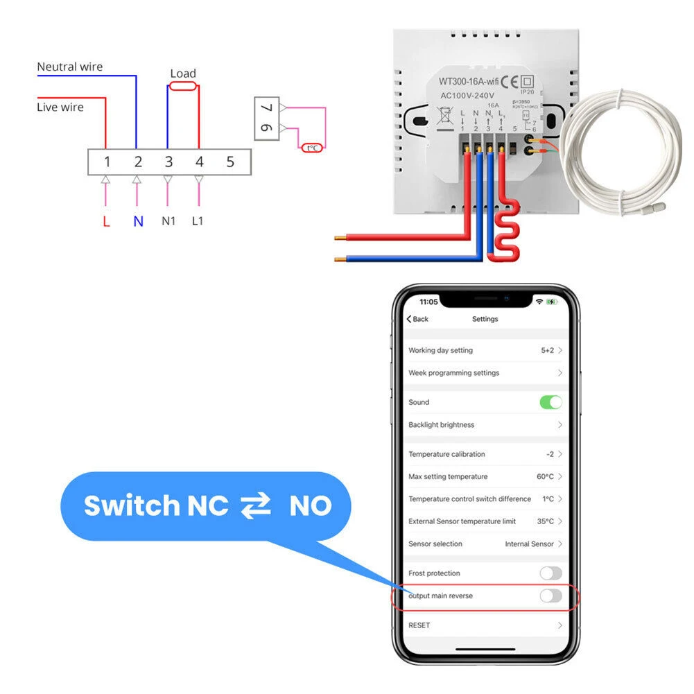 WiFi 16A Electric Heater Temperature Controller External Sensor Easy Installation Energy efficient Heating
WiFi 16A Electric Heater Temperature Controller External Sensor Easy Installation Energy efficient Heating