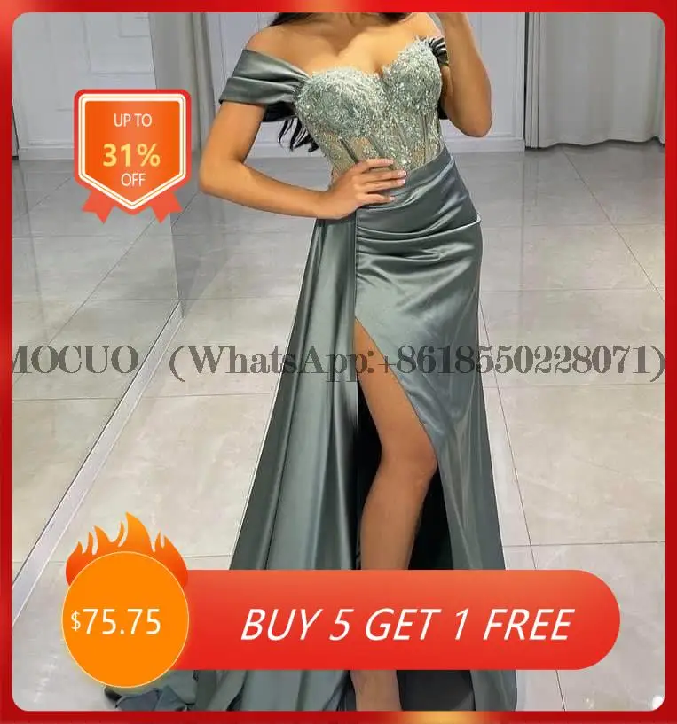 Mermaid Evening Dresses Satin Side Split Sexy Party Dress Luxury Beading Lace Applique Elegant Prom Gowns Robe De Soiree
Mermaid Evening Dresses Satin Side Split Sexy Party Dress Luxury Beading Lace Applique Elegant Prom Gowns Robe De Soiree