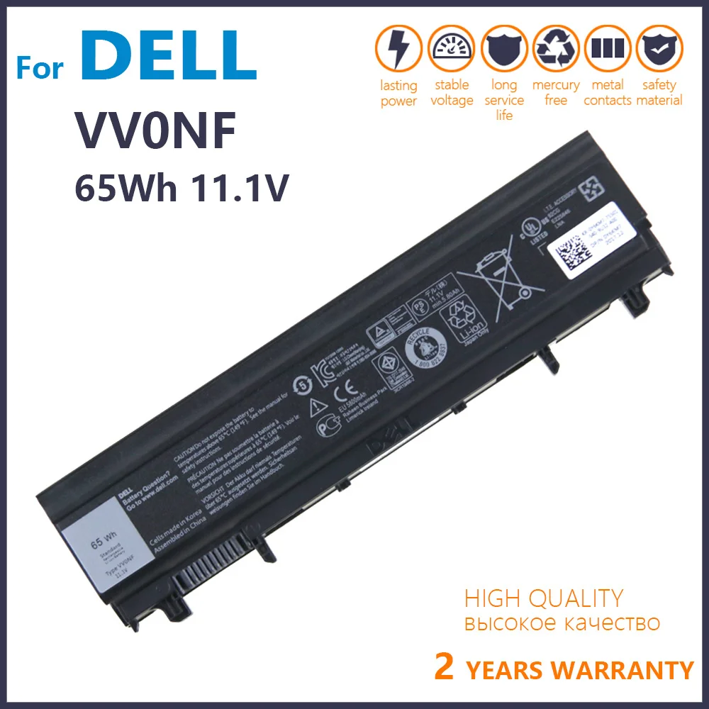 

Genuine New VV0NF Laptop Battery for DELL Latitude E5440 E5540 Series VJXMC N5YH9 0K8HC 7W6K0 FT6D9 11.1V 65WH Replaceable