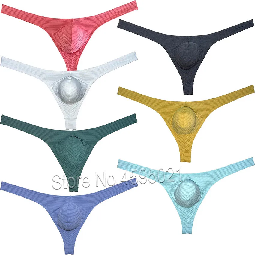 

Mens Check Thong Underpants Soft Male Solid Color Seductive Pouch Enhancing Bikini Underwear Hipster T-back