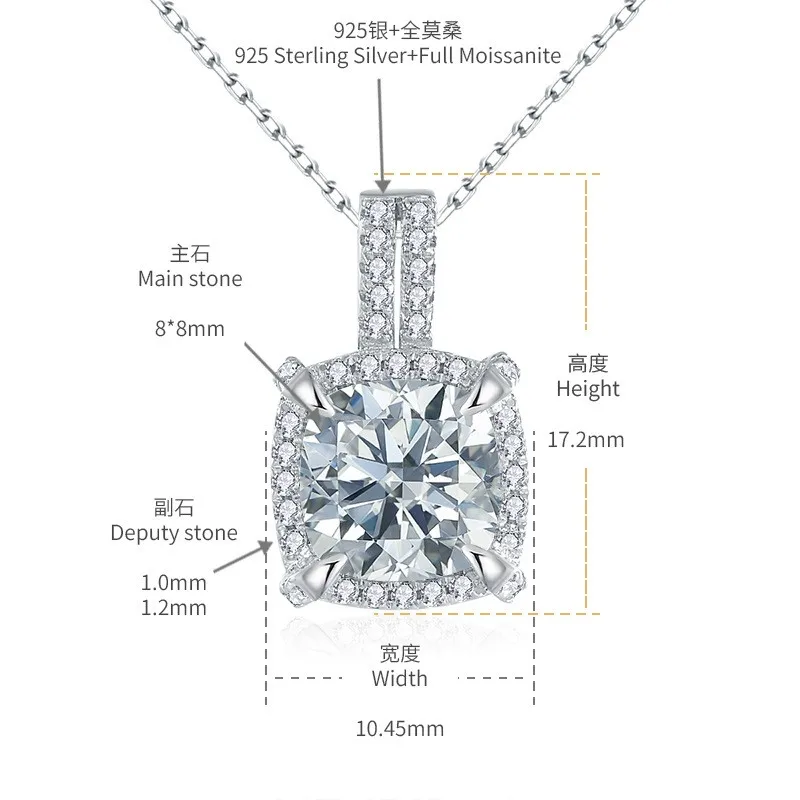 P3-0036 Lefei Fashion Trend Luxury Classic Moissanite Color D 1 Ct Diamond-set Square Necklace For Women 925 Silver Jewelry Gift
P3-0036 Lefei Fashion Trend Luxury Classic Moissanite Color D 1 Ct Diamond-set Square Necklace For Women 925 Silver Jewelry Gift