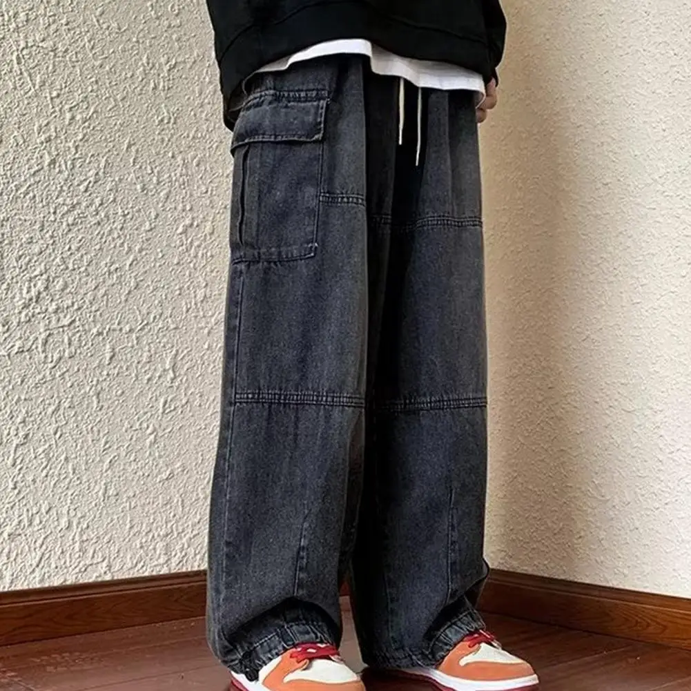 Cargo Jeans Versatile Oversized Cargo Pants Elastic Waist Drawstring Multiple Pockets Wide Leg Trousers Solid Color for Men
Cargo Jeans Versatile Oversized Cargo Pants Elastic Waist Drawstring Multiple Pockets Wide Leg Trousers Solid Color for Men