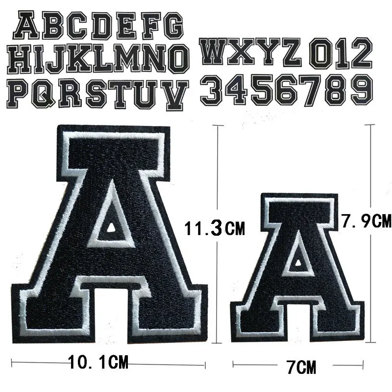 

11.3cm Embroidered Letters Iron On Patch 26pc Set Jersey Number Figure Applique Alphabet Uniform Sticker Clothing Sew Name Badge