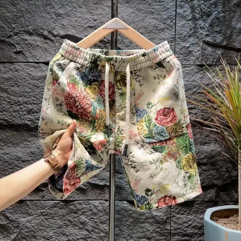 Chinese Style Luxury Paintings Casual Summer Men Vintage Youth Elastic Waist Straight Cylinder Floral Printing All-match Shorts 
Chinese Style Luxury Paintings Casual Summer Men Vintage Youth Elastic Waist Straight Cylinder Floral Printing All-match Shorts