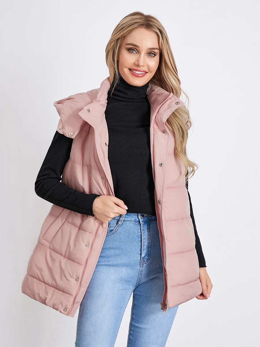 

wsevypo Women’s Padded Vest Winter Casual Sleeveless Stand Collar Zip Up Hooded Puffer Gilet Outwear Winter Warm Quilted Coat