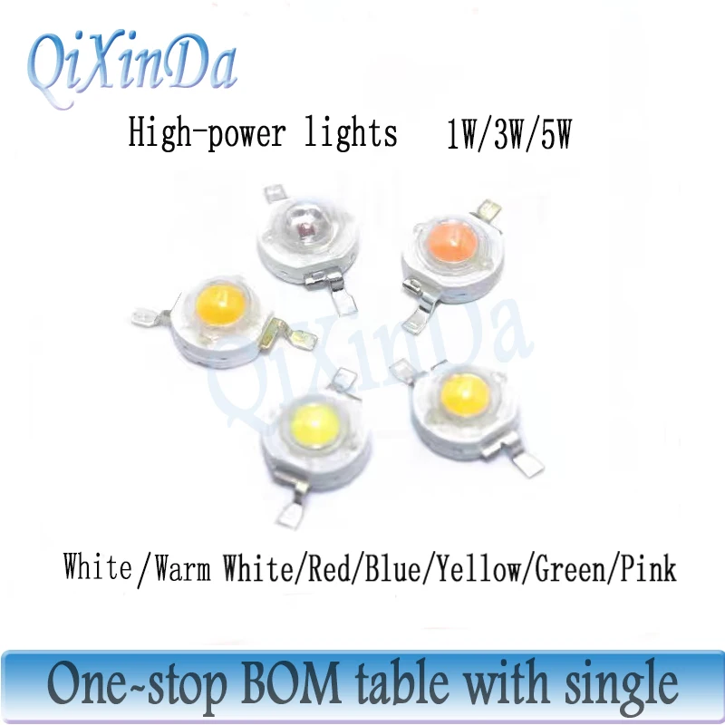 

50PCS LED 1W 3W Bulbs High Power Lamp Beads Light Pure Chips 35mli 45mli 3V Pink White Red Blue Green Yellow for Blubs Downlight