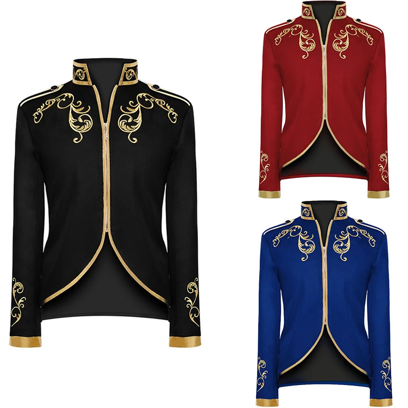 Medieval Gothic Jacket Victorian Vintage Cosplay Costume Coat Embroidery Steampunk Up Stand Collar Prince King Men Blazera Coats
Medieval Gothic Jacket Victorian Vintage Cosplay Costume Coat Embroidery Steampunk Up Stand Collar Prince King Men Blazera Coats