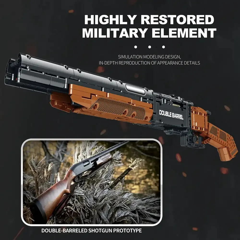 1006PCS Double Barrel Shotgun Weapon Model Building Blocks Military Classic Gun With Bullet Belt Bricks Toy Kids Christmas Gifts
1006PCS Double Barrel Shotgun Weapon Model Building Blocks Military Classic Gun With Bullet Belt Bricks Toy Kids Christmas Gifts